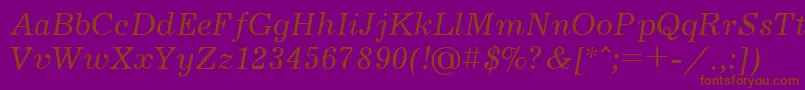 Czcionka Jrn56C – brązowe czcionki na fioletowym tle