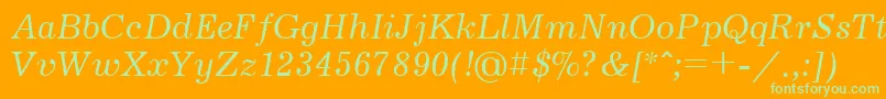 Czcionka Jrn56C – zielone czcionki na pomarańczowym tle