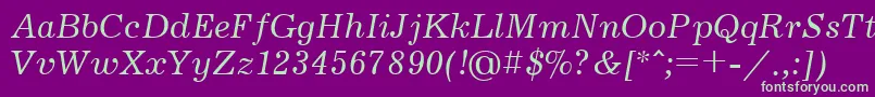 Jrn56C-fontti – vihreät fontit violetilla taustalla