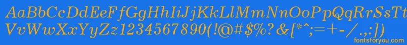 Jrn56C-Schriftart – Orangefarbene Schriften auf blauem Hintergrund