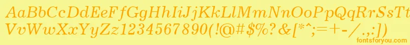 Jrn56C-Schriftart – Orangefarbene Schriften auf gelbem Hintergrund