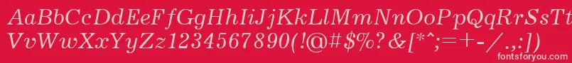 Czcionka Jrn56C – różowe czcionki na czerwonym tle