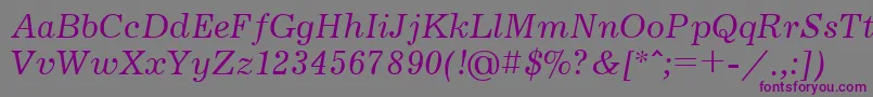 Czcionka Jrn56C – fioletowe czcionki na szarym tle