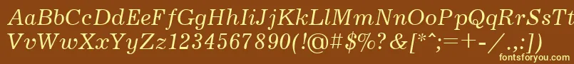Jrn56C-fontti – keltaiset fontit ruskealla taustalla