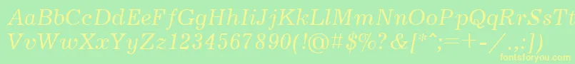 Jrn56C Font – Yellow Fonts on Green Background