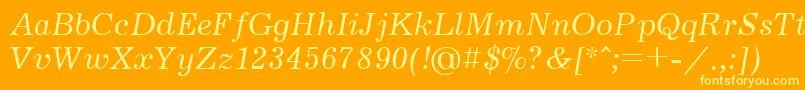 Fonte Jrn56C – fontes amarelas em um fundo laranja