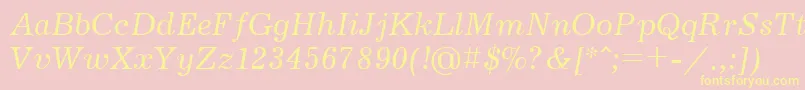 フォントJrn56C – 黄色のフォント、ピンクの背景