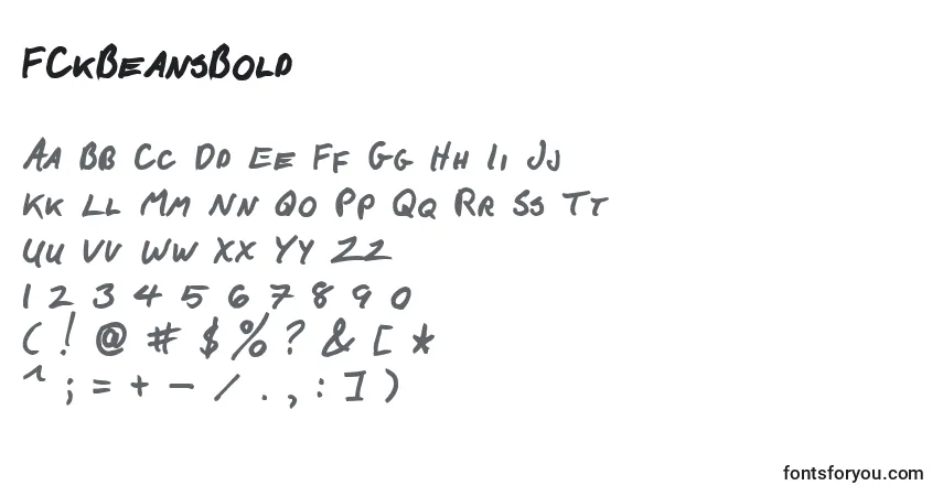 Czcionka FCkBeansBold – alfabet, cyfry, specjalne znaki