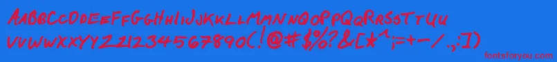 フォントFCkBeansBold – 赤い文字の青い背景