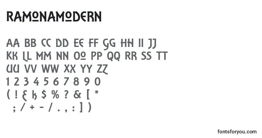 Шрифт RamonaModern – алфавит, цифры, специальные символы