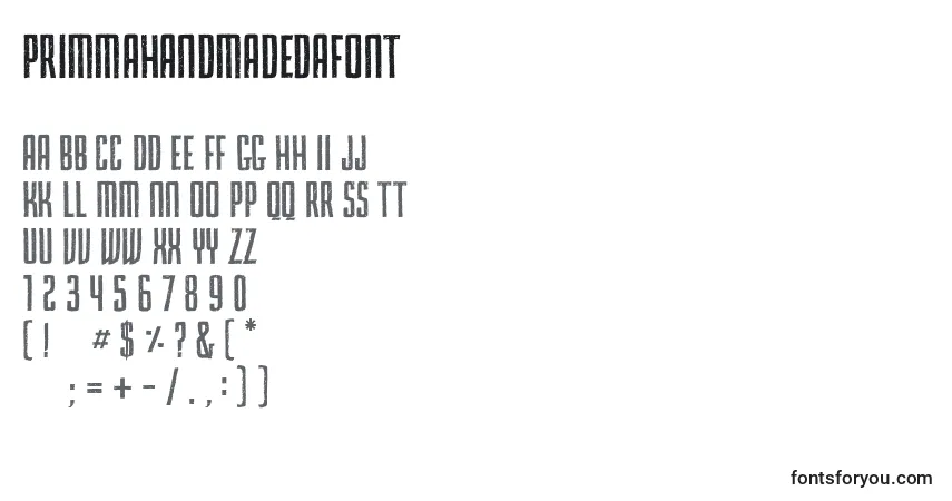 A fonte PrimmaHandmadeDafont – alfabeto, números, caracteres especiais