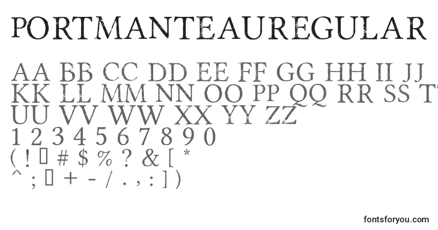 A fonte PortmanteauRegular – alfabeto, números, caracteres especiais