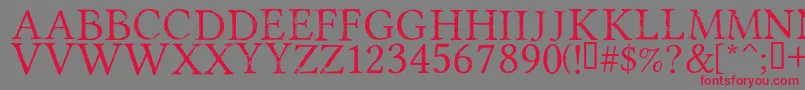 Fonte PortmanteauRegular – fontes vermelhas em um fundo cinza