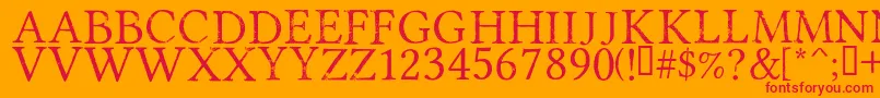 PortmanteauRegular Font – Red Fonts on Orange Background