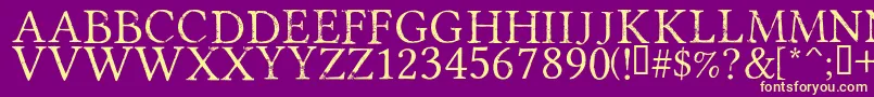 PortmanteauRegular-Schriftart – Gelbe Schriften auf violettem Hintergrund