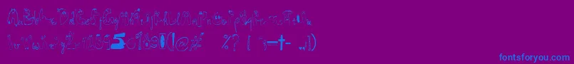 Superdog1-fontti – siniset fontit violetilla taustalla