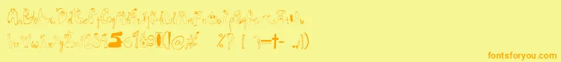 フォントSuperdog1 – オレンジの文字が黄色の背景にあります。
