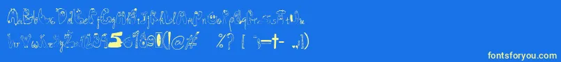 フォントSuperdog1 – 黄色の文字、青い背景