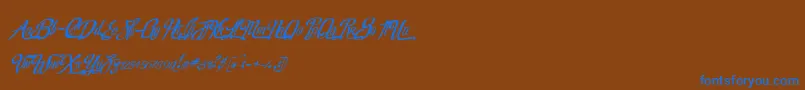 フォントRealprizesItalic – 茶色の背景に青い文字