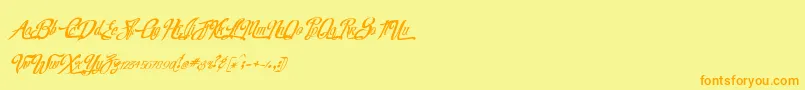 フォントRealprizesItalic – オレンジの文字が黄色の背景にあります。