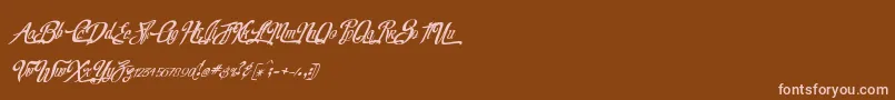 RealprizesItalic-Schriftart – Rosa Schriften auf braunem Hintergrund