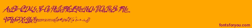 RealprizesItalic-fontti – violetit fontit oranssilla taustalla