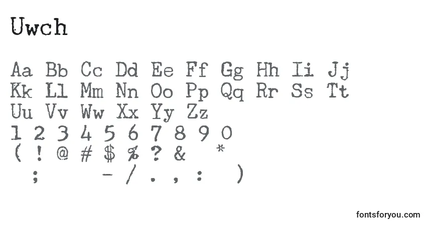 A fonte Uwch – alfabeto, números, caracteres especiais