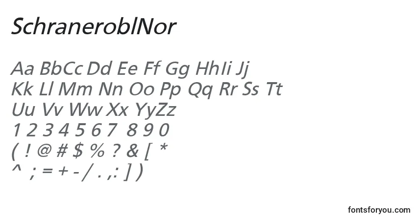 Fuente SchraneroblNor - alfabeto, números, caracteres especiales