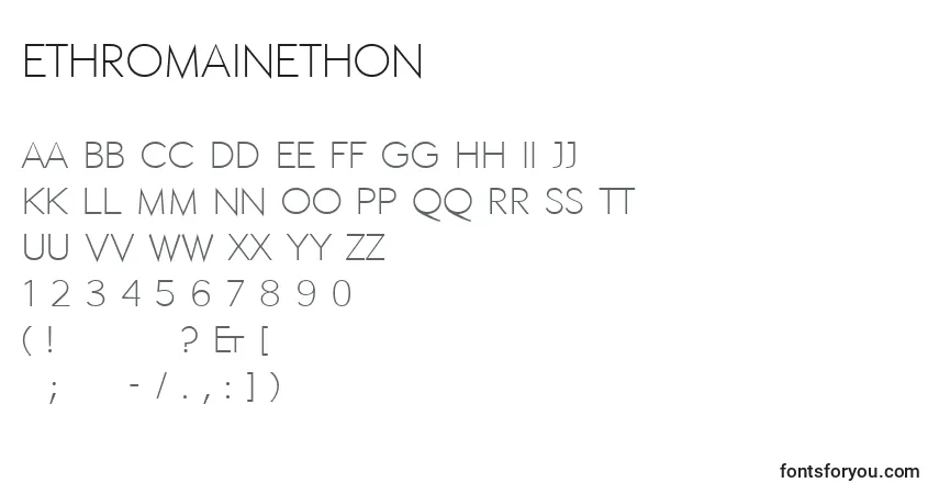 Schriftart Ethromainethon – Alphabet, Zahlen, spezielle Symbole