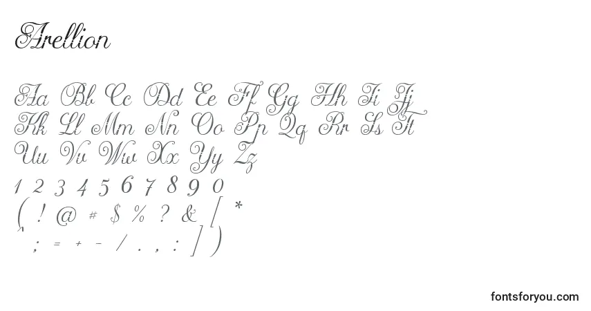 Czcionka Arellion – alfabet, cyfry, specjalne znaki