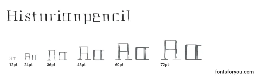Размеры шрифта Historianpencil