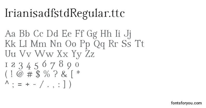 Schriftart IrianisadfstdRegular.ttc – Alphabet, Zahlen, spezielle Symbole