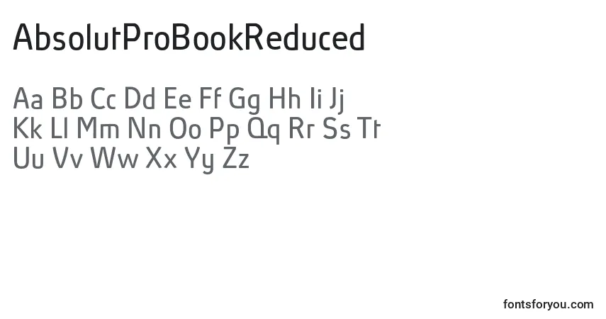 Шрифт AbsolutProBookReduced – алфавит, цифры, специальные символы
