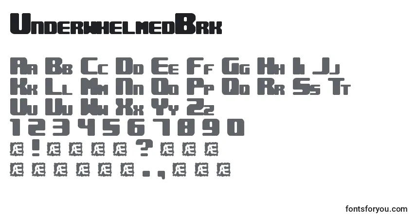 Шрифт UnderwhelmedBrk – алфавит, цифры, специальные символы