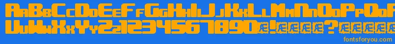 フォントUnderwhelmedBrk – オレンジ色の文字が青い背景にあります。