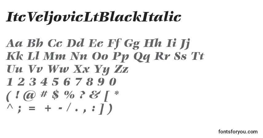 Шрифт ItcVeljovicLtBlackItalic – алфавит, цифры, специальные символы