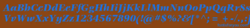 Czcionka ItcVeljovicLtBlackItalic – niebieskie czcionki na brązowym tle