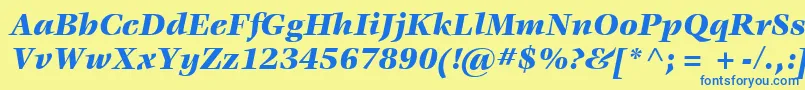 フォントItcVeljovicLtBlackItalic – 青い文字が黄色の背景にあります。