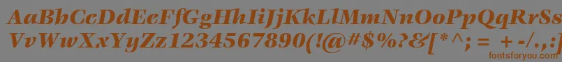 フォントItcVeljovicLtBlackItalic – 茶色の文字が灰色の背景にあります。