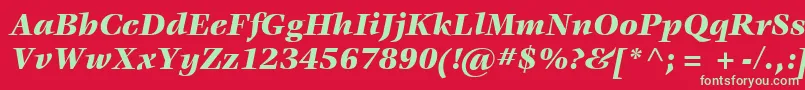 Шрифт ItcVeljovicLtBlackItalic – зелёные шрифты на красном фоне