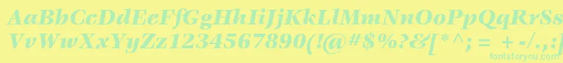 Fonte ItcVeljovicLtBlackItalic – fontes verdes em um fundo amarelo