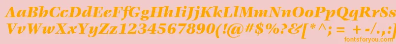 フォントItcVeljovicLtBlackItalic – オレンジの文字がピンクの背景にあります。