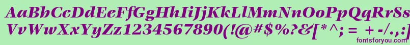 フォントItcVeljovicLtBlackItalic – 緑の背景に紫のフォント