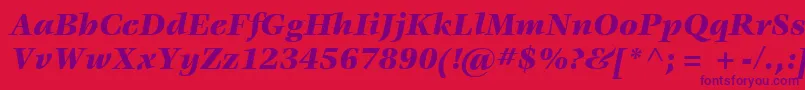 Czcionka ItcVeljovicLtBlackItalic – fioletowe czcionki na czerwonym tle