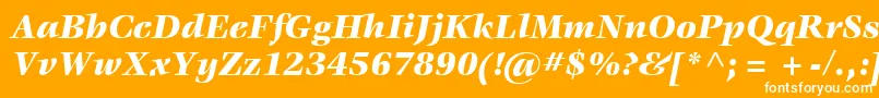 Czcionka ItcVeljovicLtBlackItalic – białe czcionki na pomarańczowym tle