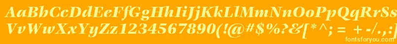 ItcVeljovicLtBlackItalic-fontti – keltaiset fontit oranssilla taustalla