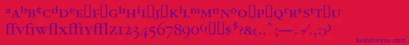 フォントGarrymondrianexpt4Booksh – 赤い背景に紫のフォント