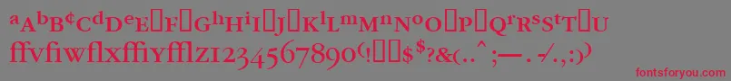フォントGarrymondrianexpt4Booksh – 赤い文字の灰色の背景