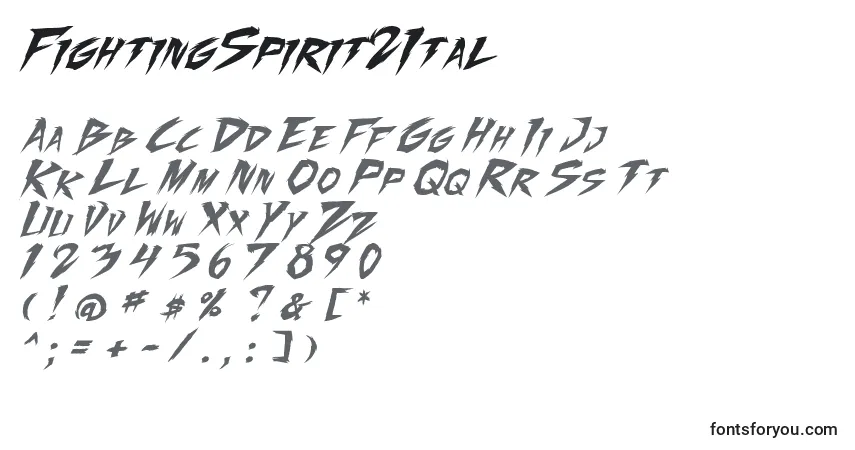 Schriftart FightingSpirit2Ital – Alphabet, Zahlen, spezielle Symbole