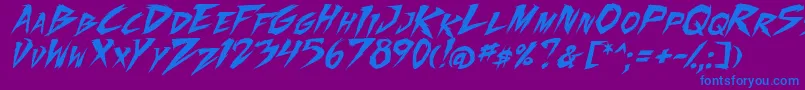 FightingSpirit2Ital Font – Blue Fonts on Purple Background